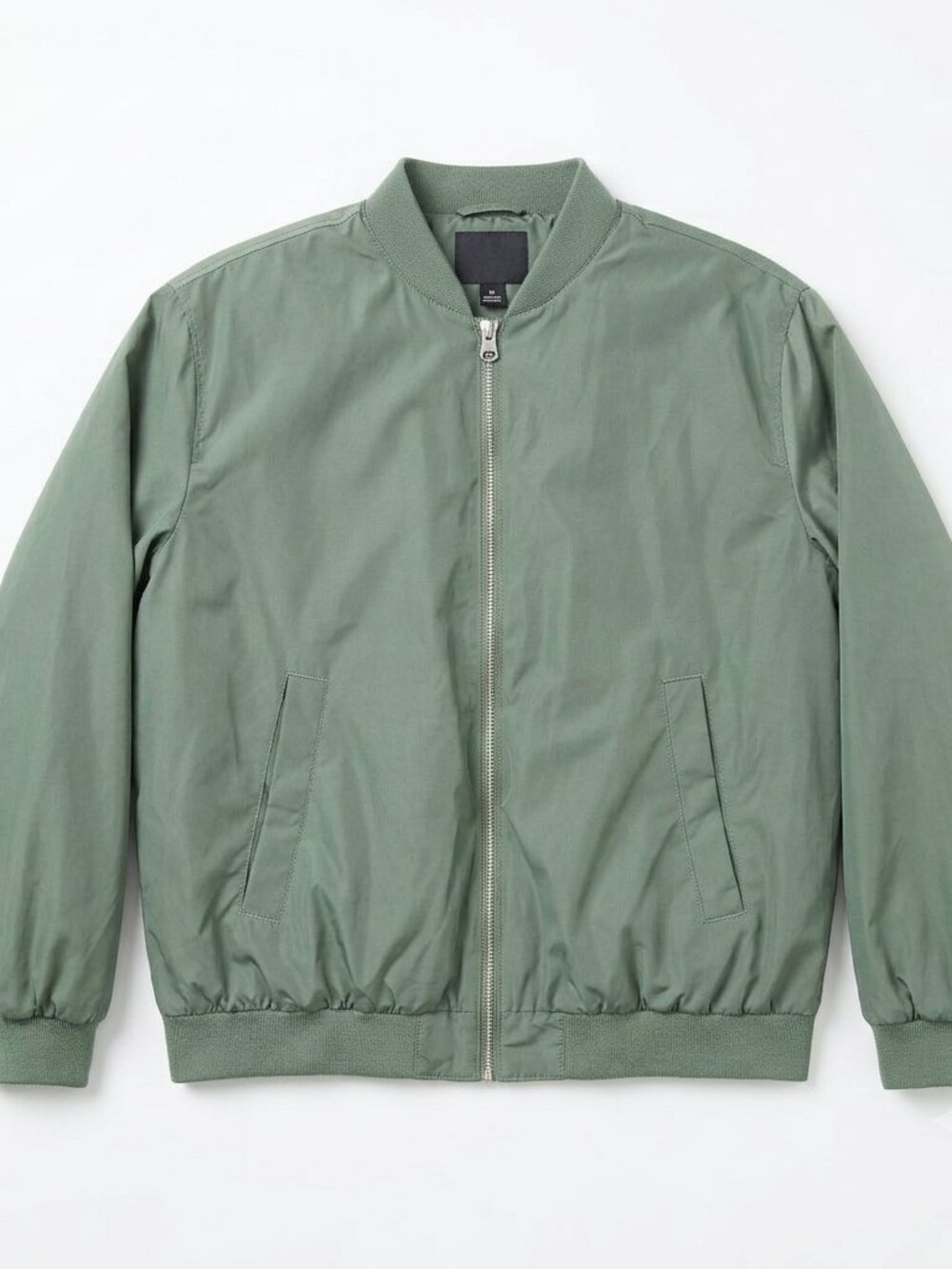 H&M Divided Olive Army Green Satin Utility Bomber Jacket Flight Pocket Large